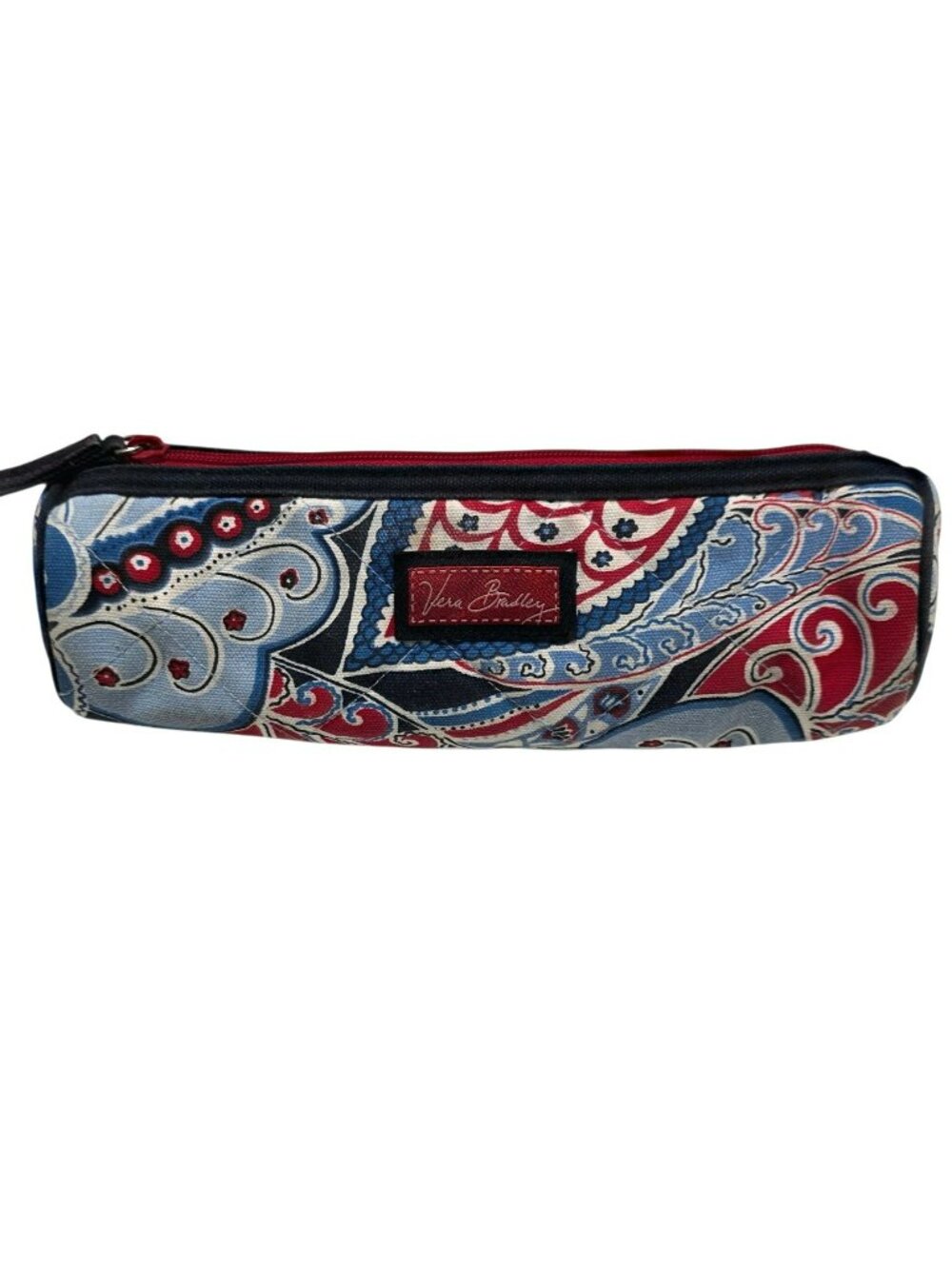 Vera Bradley Paisley Zipper Cosmetic Bag Red Blue Make Up Pouch Travel Seaside